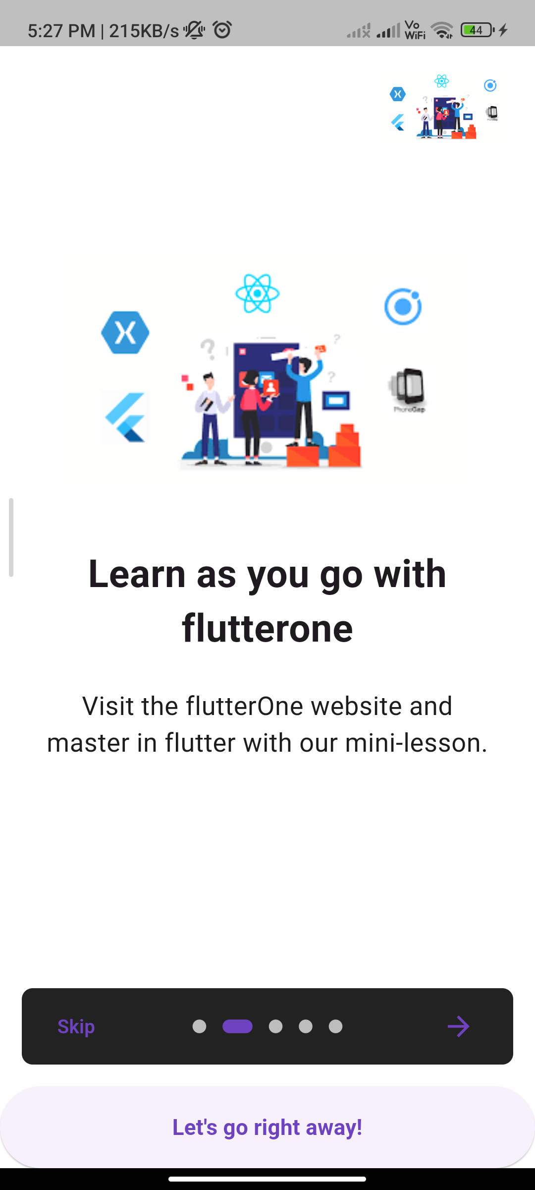 implementing a onboarding page in flutter