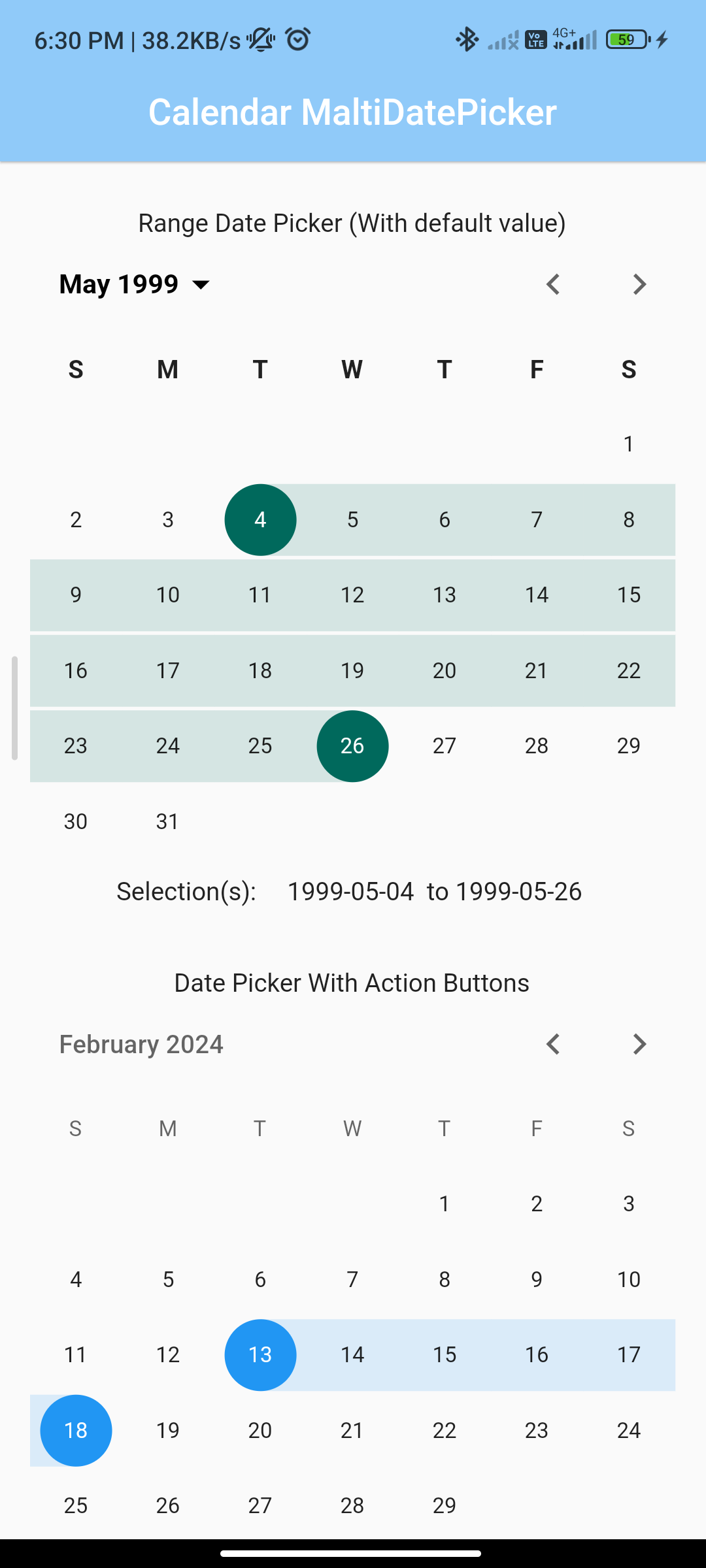 implementing an multidatepicker in flutter