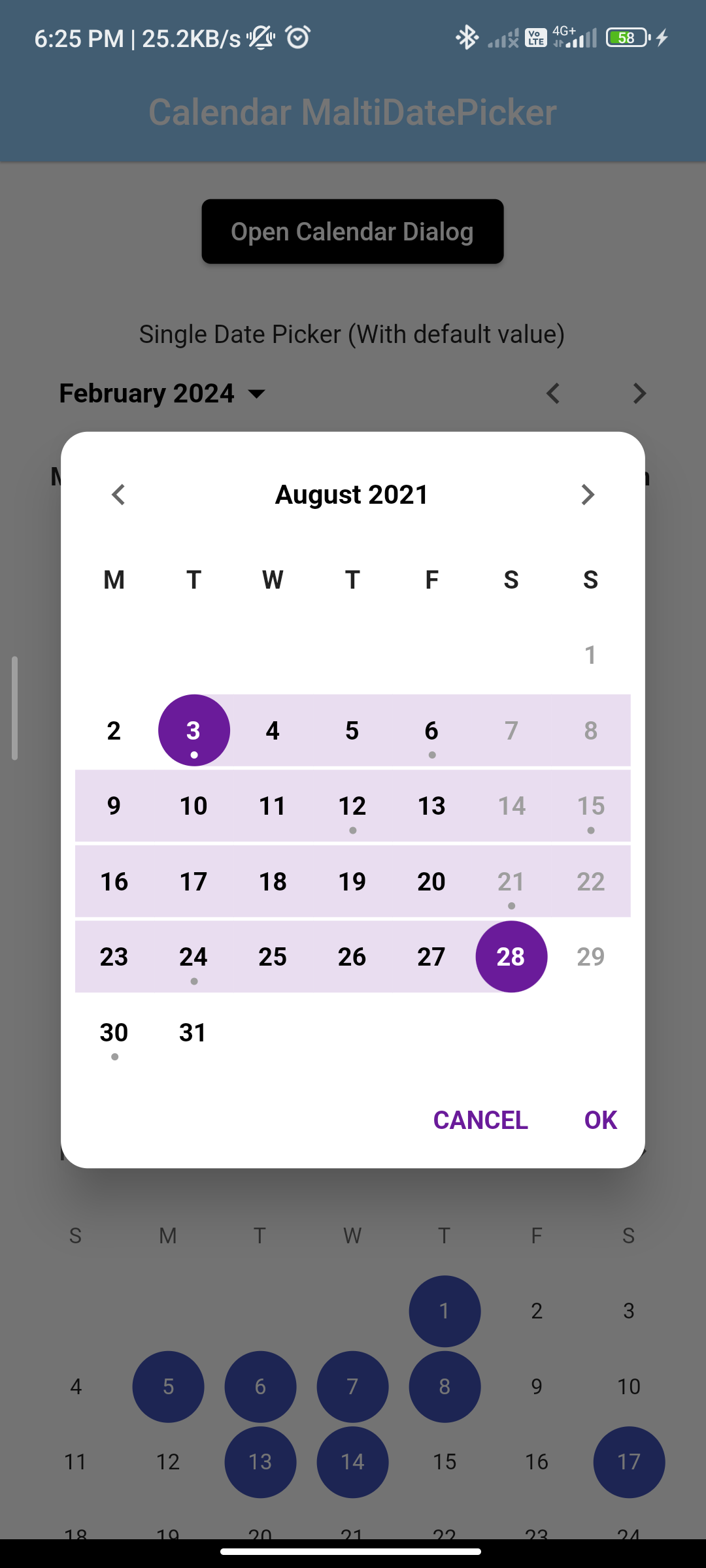 implementing an multiselecton calendor in flutter