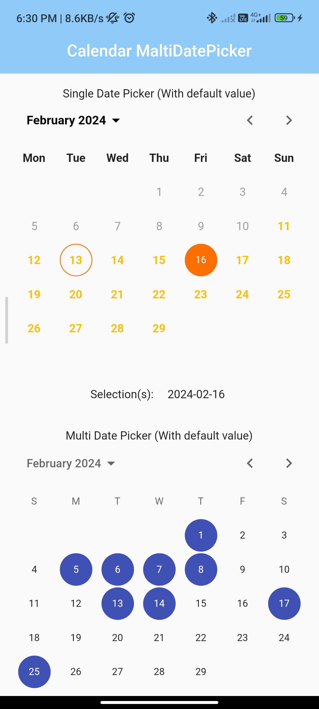 implementing multidatepicker in flutter