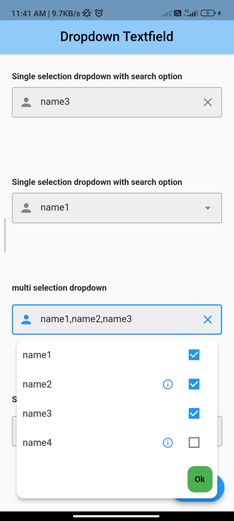 dropdown textfield