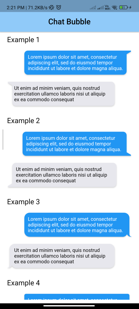 how to implement an Chat Bubble in flutter