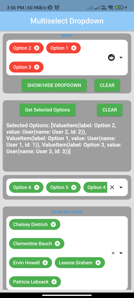 how to implement an Multiselect Dropdown in flutter using multi dropdown package